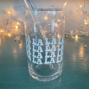 Handmade 16oz glass with glass straw / Falalalala 🎅🏻🎄